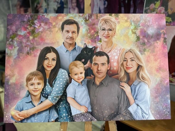 Multigenerational Family with Black Cat