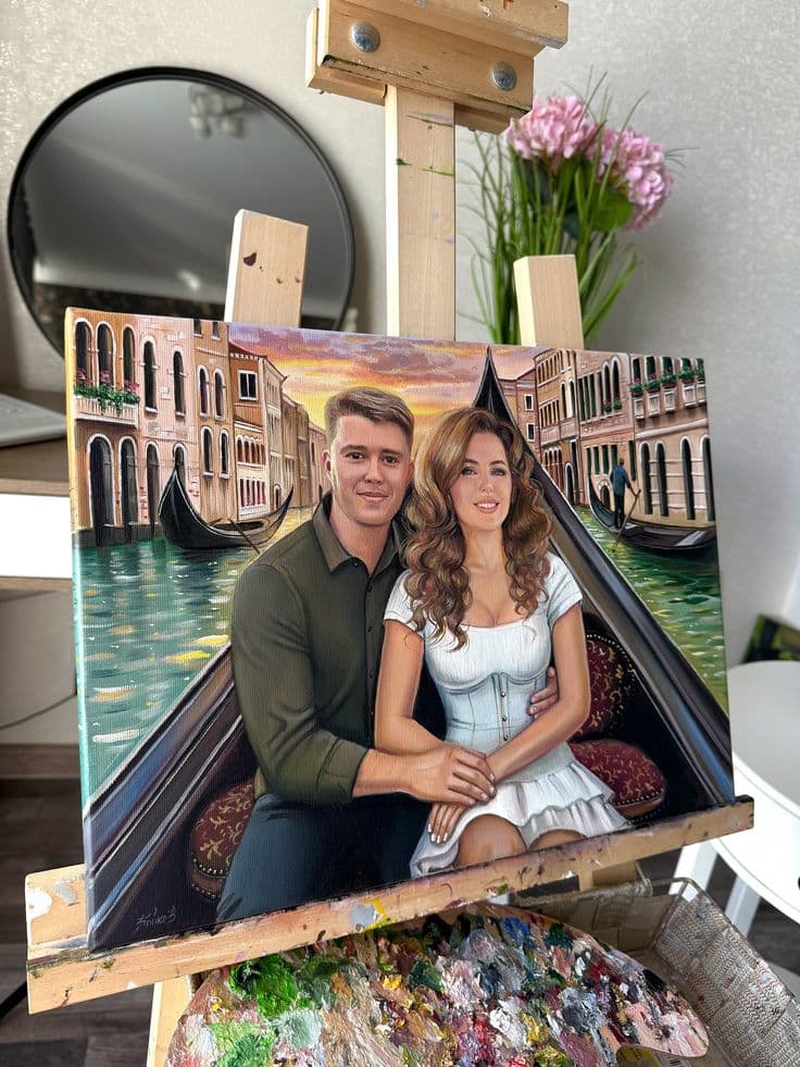 Romantic Couple Venice Gondola